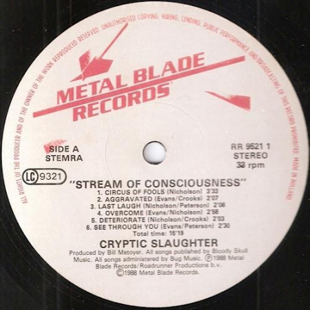 Cryptic Slaughter - Stream Of Consciousness, (Disc Vinil) [1]