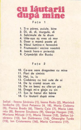 Cu Lăutarii Dupa Mine, (Casetă Audio) [1]