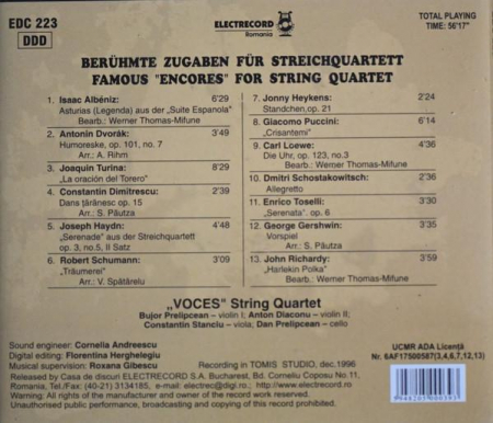 Cvartetul Voces - Berühmte Zugaben Für Streichquartett - Famous "Encores" For String Quartet, (CD) [1]