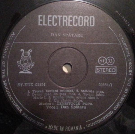 Dan Spătaru - Drumurile Noastre..., (Disc Vinil) [1]