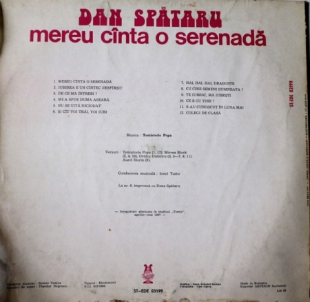 Dan Spătaru - Mereu Cînta O Serenadă, (Disc Vinil) [1]