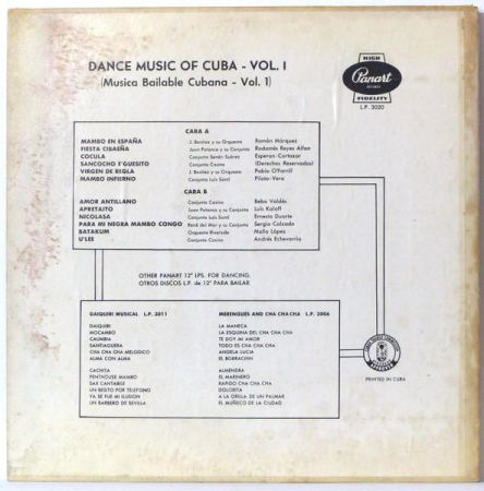 Dance Music Of Cuba Vol. 1  (Musica Bailable Cubana - Vol. 1) (Disc Vinil) [1]