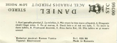 Daniel Iordăchioaie - Acel Paradis Pierdut (Caseta Audio) [1]