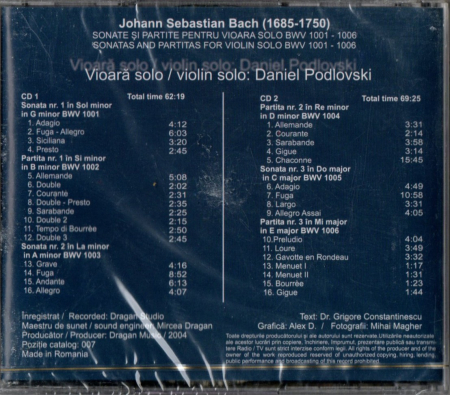 Daniel Podlovski - Sonate si Partite de Vioara Solo Bach (CD) [1]