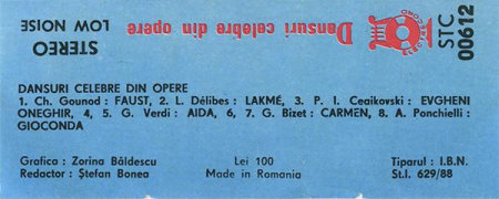 Dansuri Celebre Din Opere (Balete Din Opere), (Casetă Audio) [1]