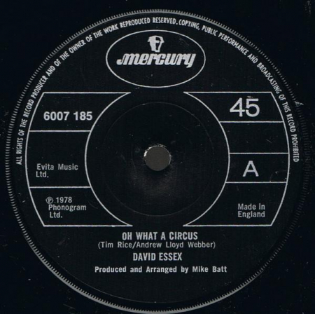 Discuri vinil - David Essex - Oh What A Circus (7 Inch), (Disc Vinil)