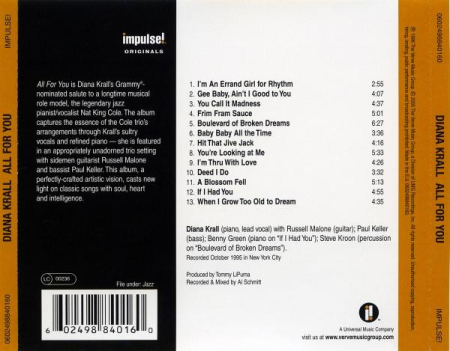 Diana Krall - All For You (A Dedication To The Nat King Cole Trio) (CD) [1]