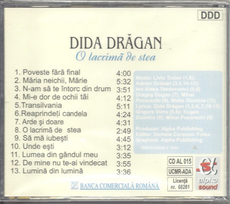 Dida Drăgan - O Lacrimă De Stea , (CD) [1]