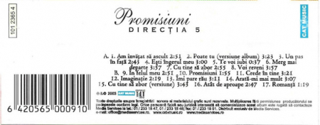 Direcția 5 - Promisiuni , (Casetă Audio) [1]