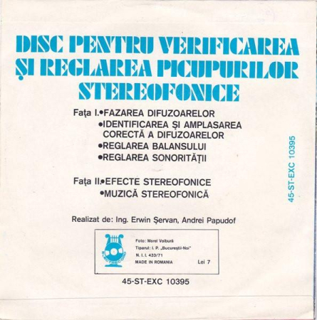Disc Pentru Verificarea Și Reglarea Picupurilor Stereofonice (Disc Vinil) [1]