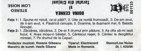 Doina Cernea - De-am Avut, De N-am Avut , (Casetă Audio) [1]