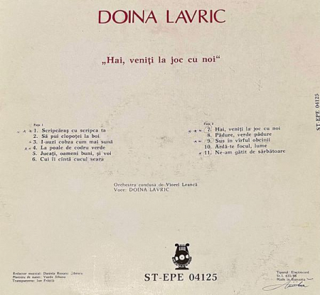 Doina Lavric - Hai, Veniți La Joc Cu Noi, (Disc Vinil) [1]