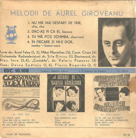 Doina Spătaru - Melodii De Aurel Giroveanu (Disc Vinil) [1]