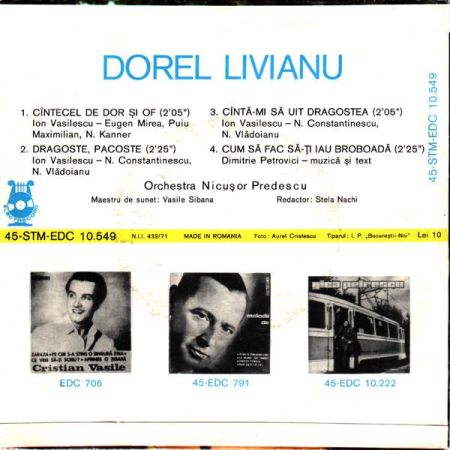 Dorel Livianu - Cîntecel De Dor Și Of (Disc Vinil) [1]