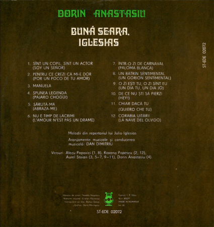 Dorin Anastasiu - Bună Seara, Iglesias, (Disc Vinil) [1]