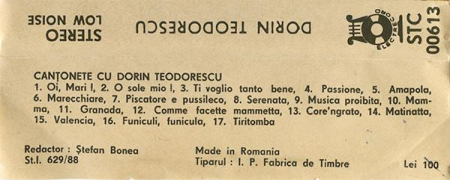 Dorin Teodorescu - Canțonete, (Casetă Audio) [1]