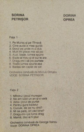 Dorina Oprea - Dorina Oprea / Sorina Petrișor , (Casetă Audio) [1]
