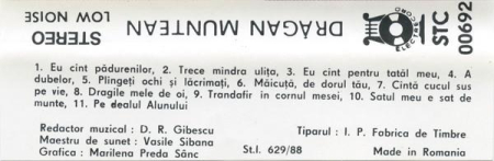 Drăgan Muntean - Eu Cînt Pădurenilor (Caseta Audio) [1]