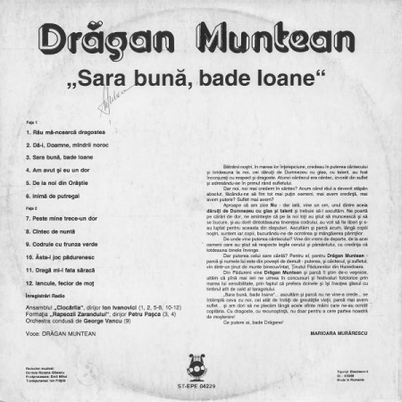 Drăgan Muntean - Sara Bună, Bade Ioane, (Disc Vinil) [1]