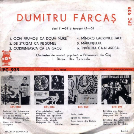 Dumitru Fărcaș - Dumitru Fărcaș (7 Inch), (Disc Vinil) [1]
