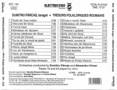 Dumitru Fărcaș - Un Virtuose Du Taragote Et De L'Hautbois, (CD) [1]