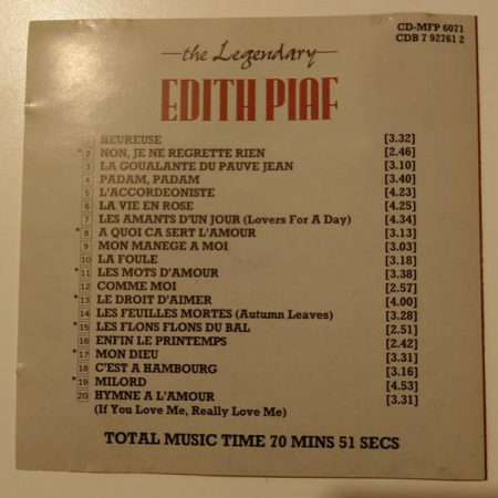 Edith Piaf - The Legendary Edith Piaf, (CD) [1]