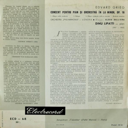 Edvard Grieg - Concert Pentru Pian Și Orchestră În La Minor, Op. 16 (Disc Vinil) [1]
