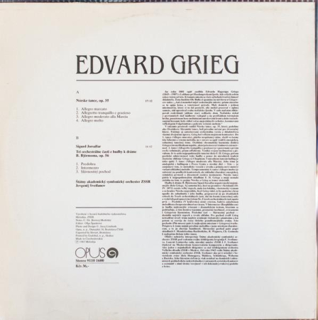 Edvard Grieg - Norwegian Dances. Suite From Music To "Sigurd Jorsalfar" Drama (Disc Vinil) [1]