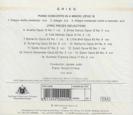 Edvard Grieg - Piano Concerto In A Minor, Op. 16 / Lyric Pieces (Selection) (CD) [1]