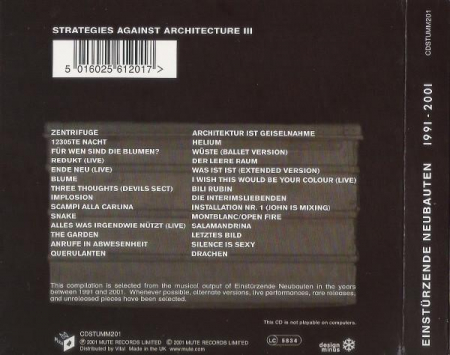 Einstürzende Neubauten - Strategies Against Architecture III (1991-2001), (CD) [1]