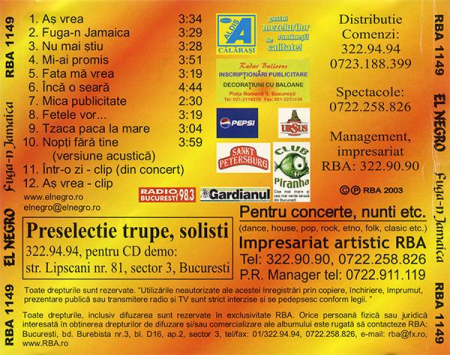 El Negro - Fuga-n Jamaica , (CD) [1]