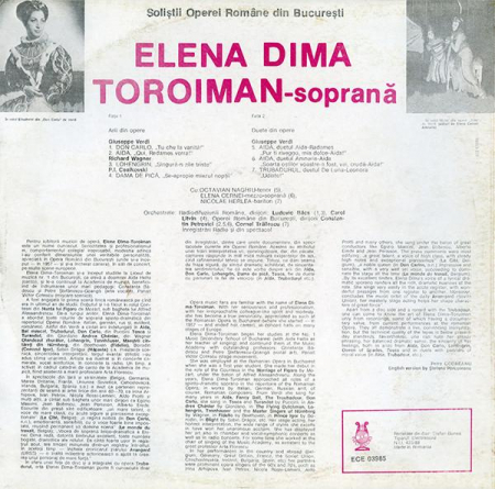 Elena Dima-Toroiman - Arii Și Duete Din Opere, (Disc Vinil) [1]
