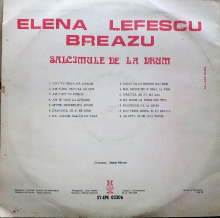 Elena Lefescu-Breazu - Salcîmule De La Drum, (Disc Vinil) [1]