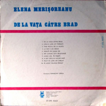 Elena Merișoreanu - De La Vața Către Brad, (Disc Vinil) [1]