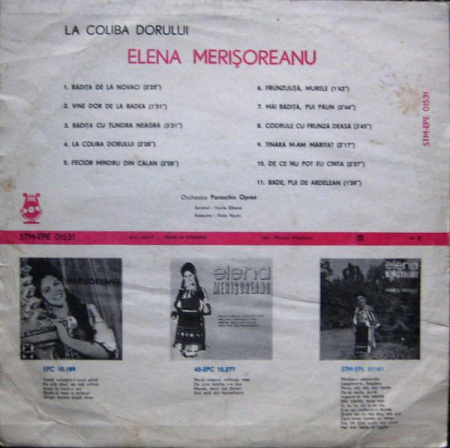 Elena Merișoreanu - La Coliba Dorului, (Disc Vinil) [1]