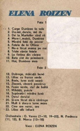 Elena Roizen - Curge Dunărea La Vale (Caseta Audio) [1]