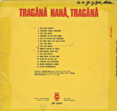 Elisabeta Pavel - Tragănă Nană, Tragănă, (Disc Vinil) [1]