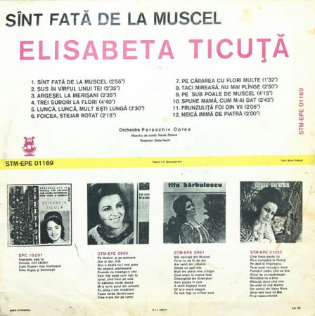 Elisabeta Ticuță - Sînt Fată De La Muscel, (Disc Vinil) [1]