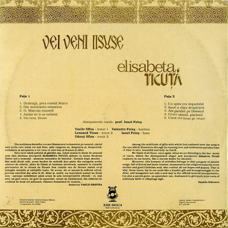 Elisabeta Ticuță - Vei Veni, Iisuse, (Disc Vinil) [1]