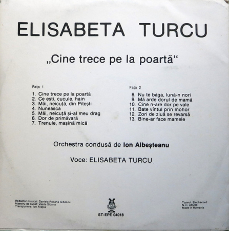 Elisabeta Turcu – Cine Trece Pe La Poartă (VINIL) [1]