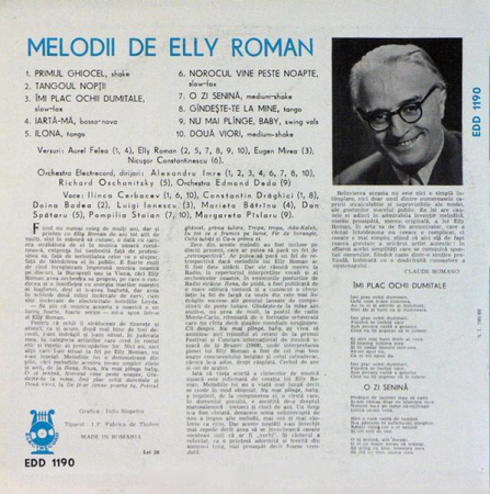 Elly Roman - Melodii De Elly Roman, (Disc Vinil) [1]