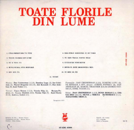 Emilia Dițu - Toate Florile Din Lume, (Disc Vinil) [1]