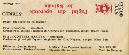 Emmerich Kálmán - Pagini Din Operetele Lui Kálmán (Caseta Audio) [1]