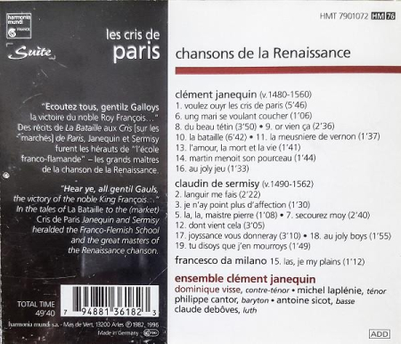 Ensemble Clément Janequin - Les Cris De Paris (Chansons De Janequin & Sermisy) (CD) [1]