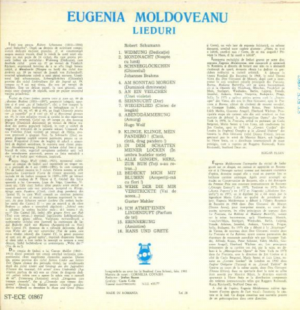 Eugenia Moldoveanu - Lieduri Cu Eugenia Moldoveanu, (Disc Vinil) [1]