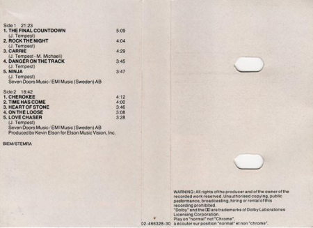 Europe - The Final Countdown , (Casetă Audio) [1]