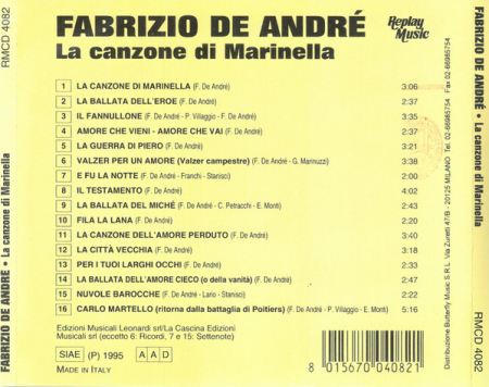 Fabrizio De André - La Canzone Di Marinella (CD) [1]
