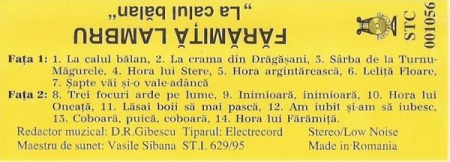 Fărîmiță Lambru - La Calul Bălan (Cântece Lăutărești) , (Casetă Audio) [1]