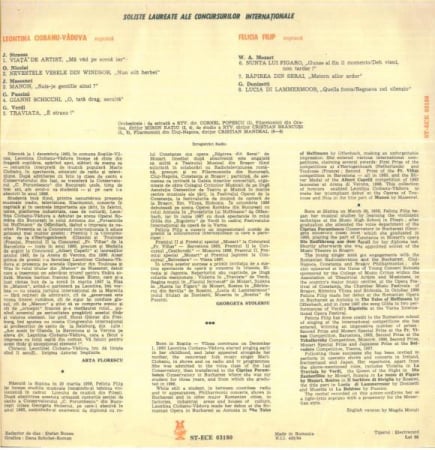 Felicia Filip - Soliste Laureate Ale Concursurilor Internaționale, (Disc Vinil) [1]