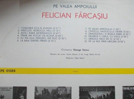 Felician Fărcașiu - Pe Valea Ampoiului, (Disc Vinil) [1]